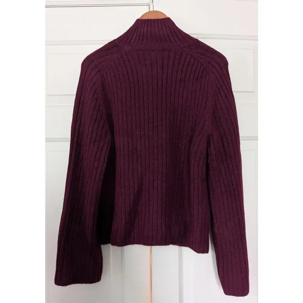 Gap Mockneck Ribbed Cozy Sweater in Beach Plum